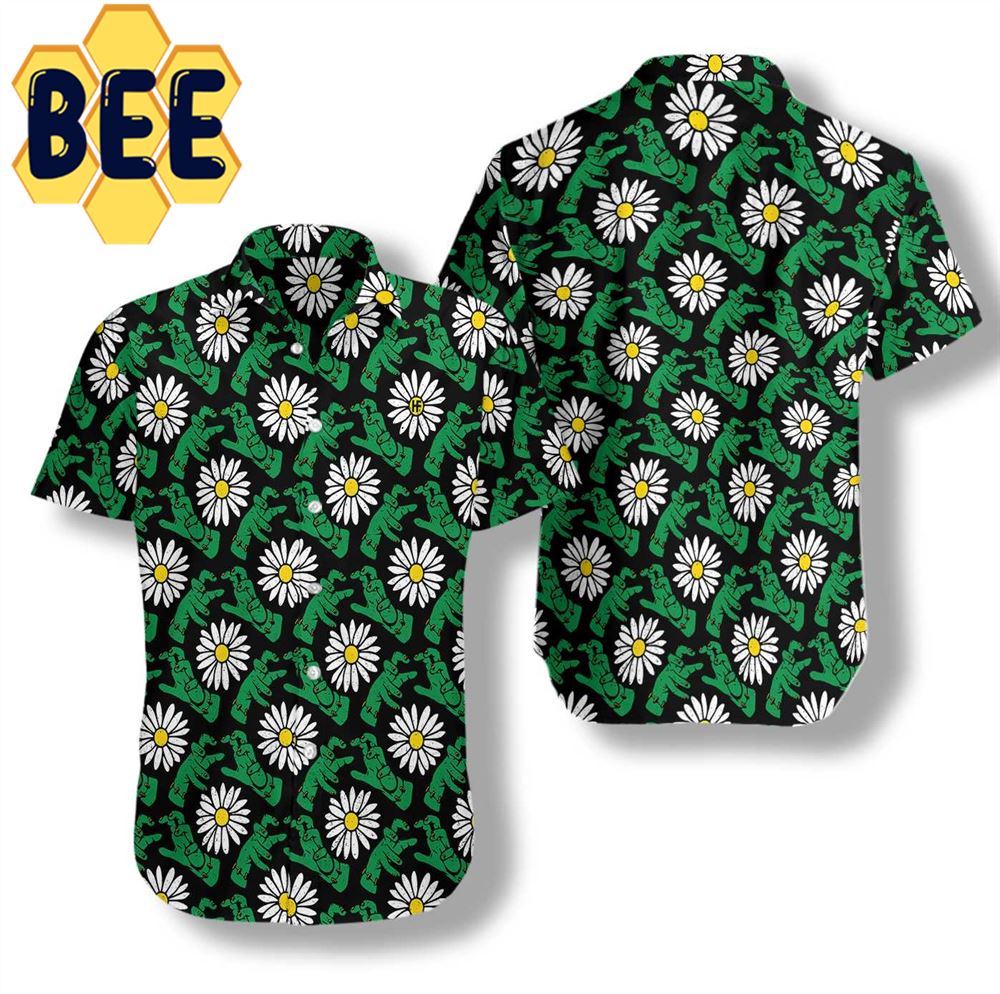 Frankensteins Monster And Daisies Halloween Hawaiian Shirt