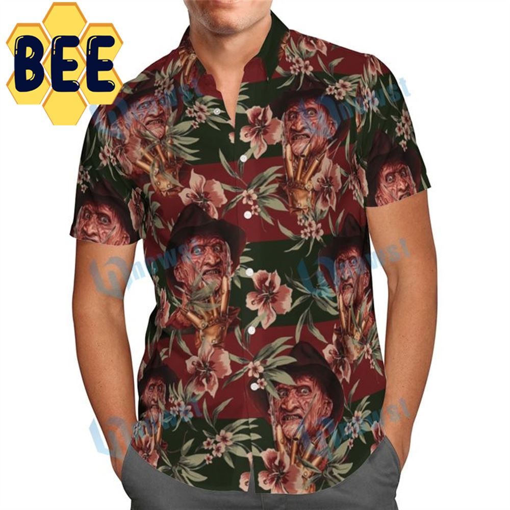 Freddy Krueger Hibiscus Flower Halloween Hawaiian Shirt - Beeteeshop