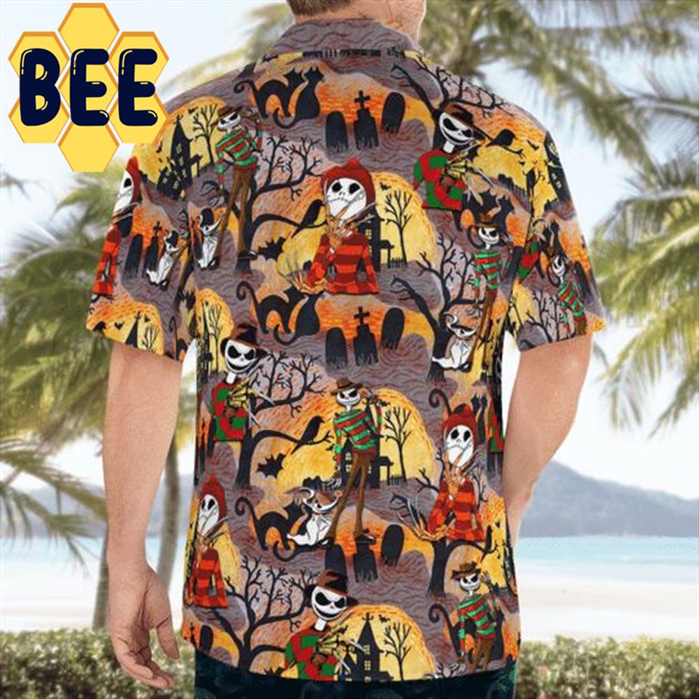 Freddy Krueger Jack Skelington Halloween Hawaiian Shirt - Beeteeshop