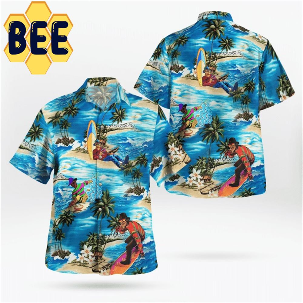 Freddy Krueger Surfing Horror Halloween Hawaiian Shirt