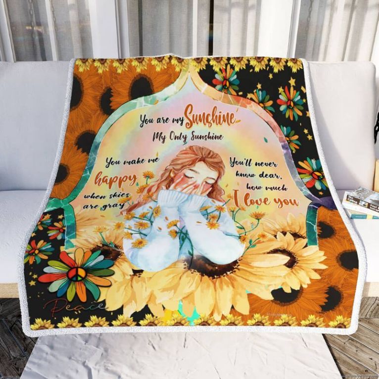 Girl And Sunflower You Are My Sunshine My Only Sunshine Premium Comfy Sofa Throw Blanket