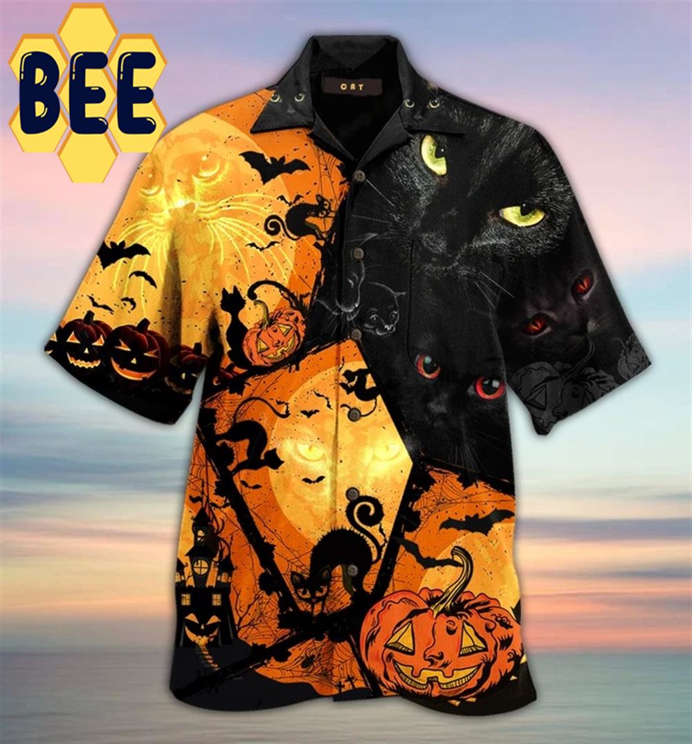 Halloween Black Cat Hawaiian Shirt