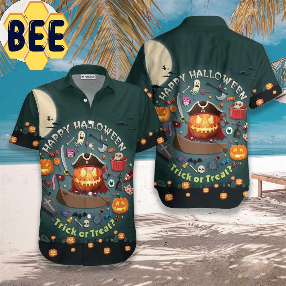 Halloween Pumpkin Pirate Trick Or Treat Candy Cute Jack-O’-Lantern Halloween Hawaiian Shirt