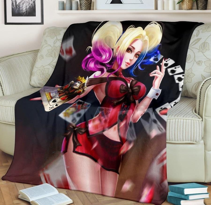 Harley Quinn Card Game Suicide Squad Best Seller Fleece Blanket Throw Blanket Gift