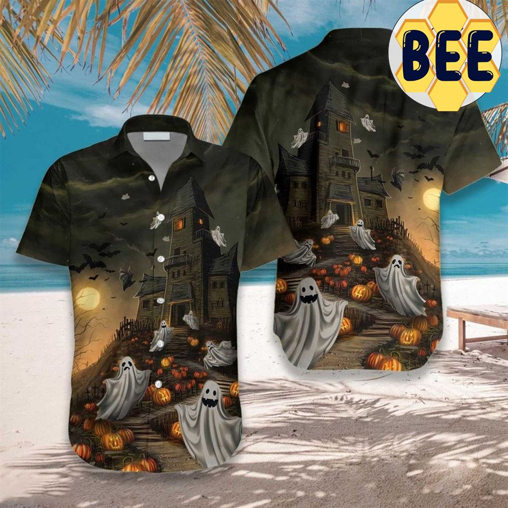 Haunted House For Ghost Halloween Hawaiian Shirt