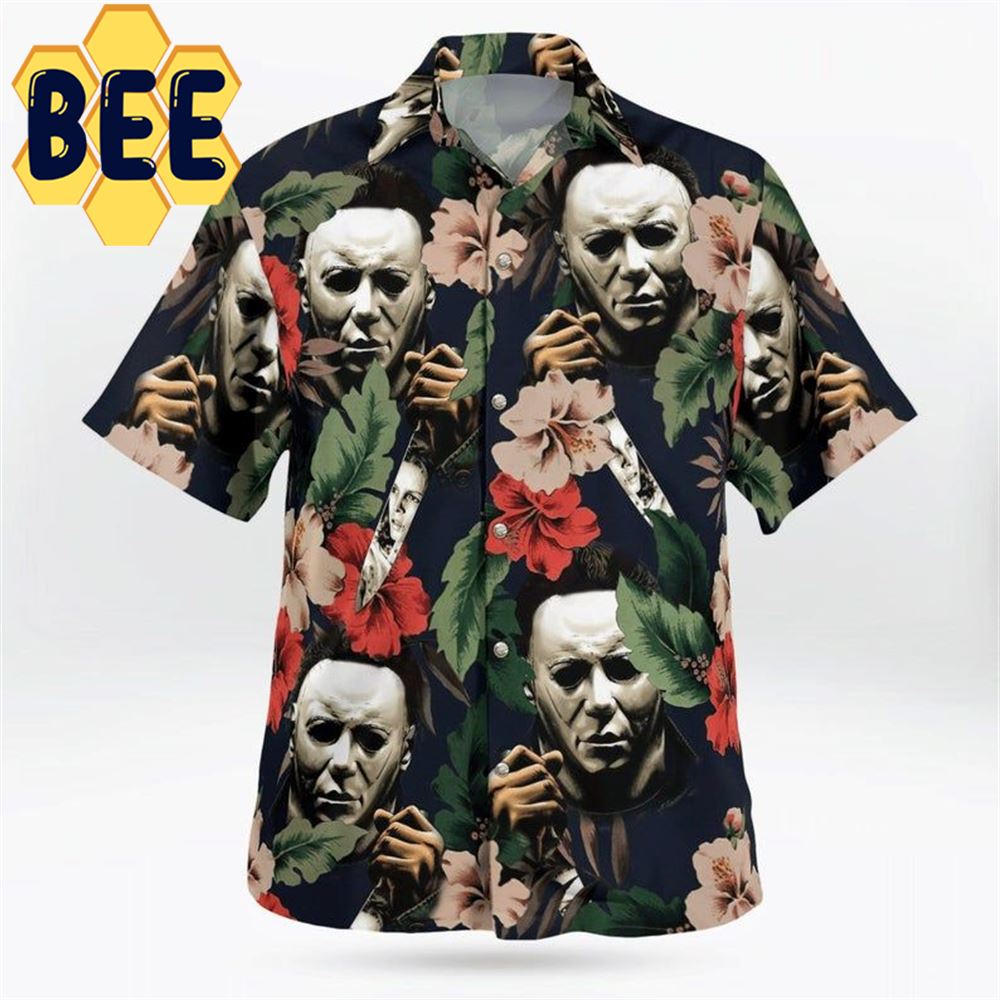 Hibiscus Flower Michael Myers Halloween Hawaiian Shirt - Beeteeshop