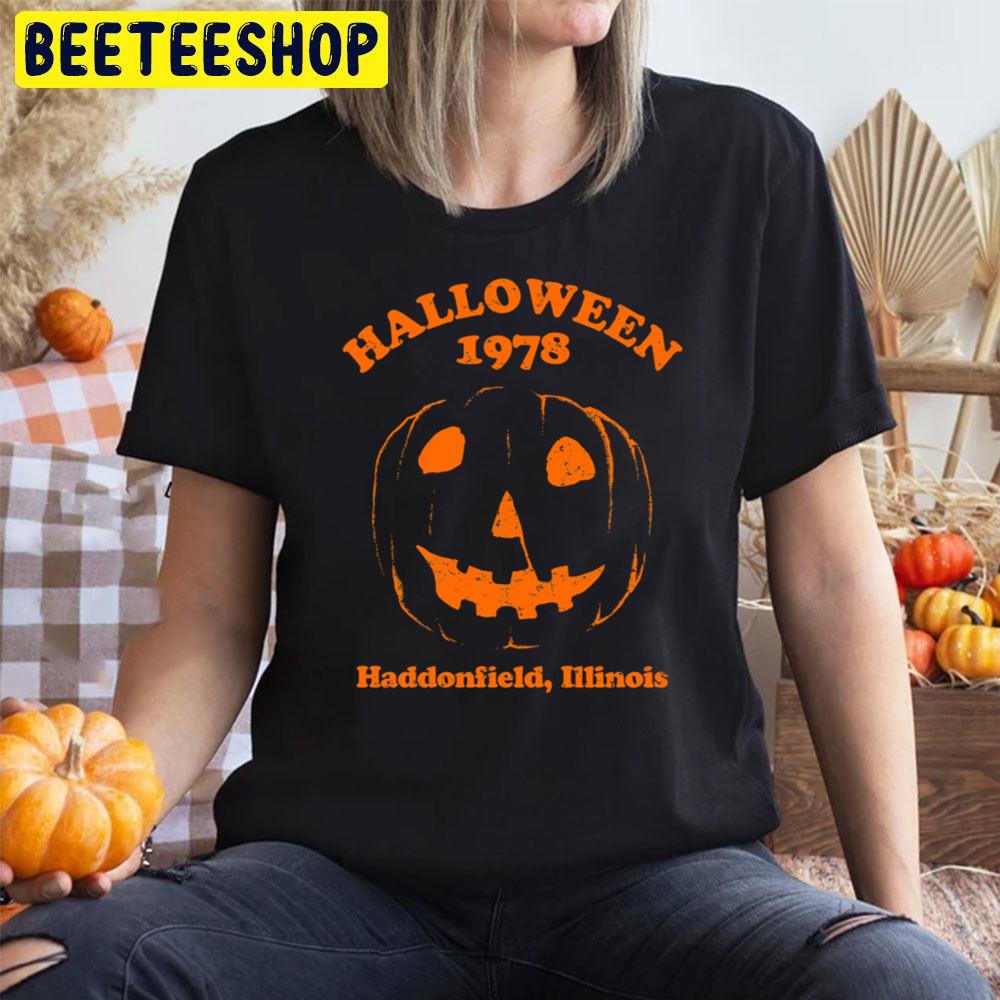 Holiday Spooky Myers Pumpkin Halloween 1978 Haddonfield Illinois Unisex T-Shirt