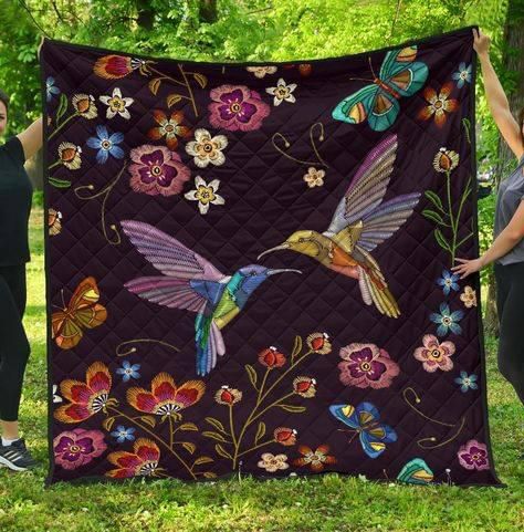 Humming Bird And Flowers For Man And Women Blanket