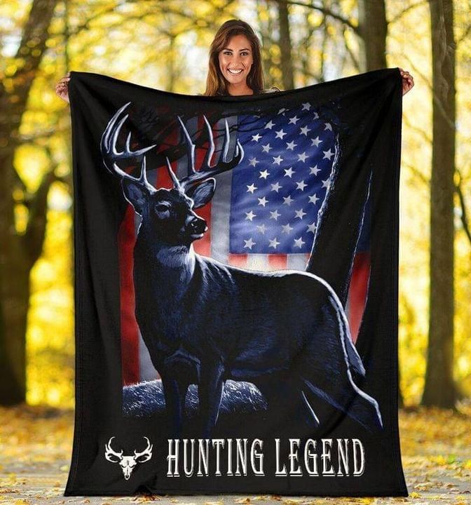 Hunting Legend American Flag Blanket