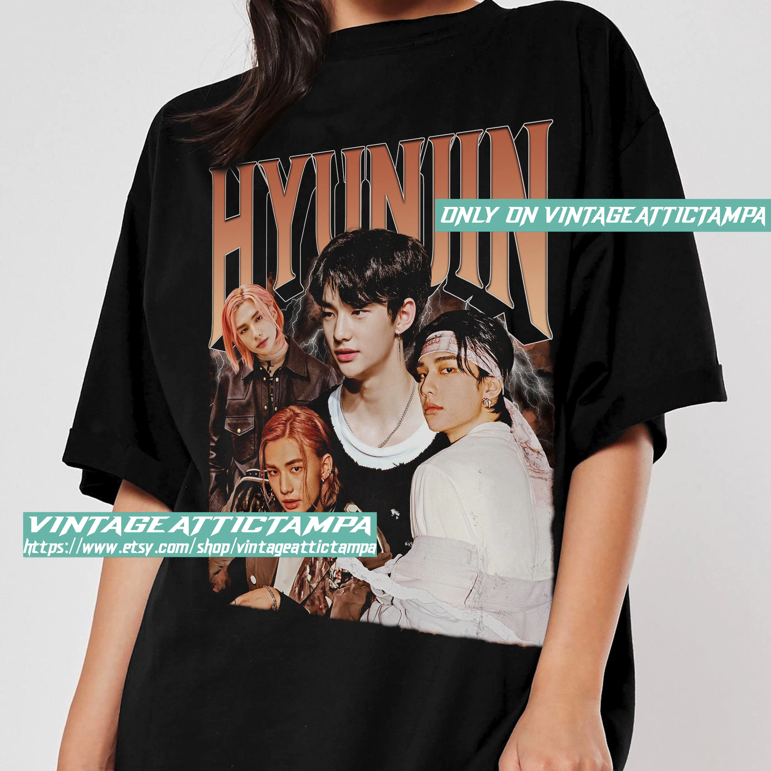 Hyunjin Straykids Korean Rapper Boyband Kpop Vintage Unisex T-Shirt