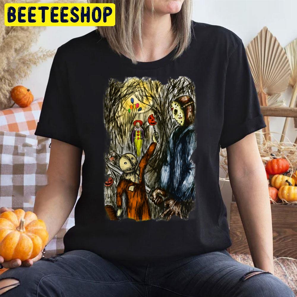 Jason Vorhees Sam Trick ‘r’ Treat And Evil Clown Halloween Unisex T-Shirt