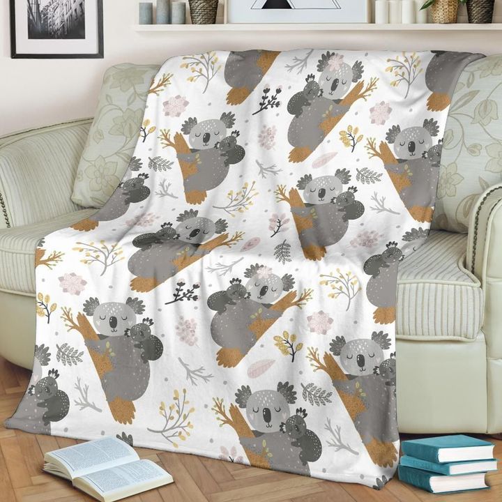 Koala Mom And Baby Pattern Fleece Blanket Throw Blanket Gift