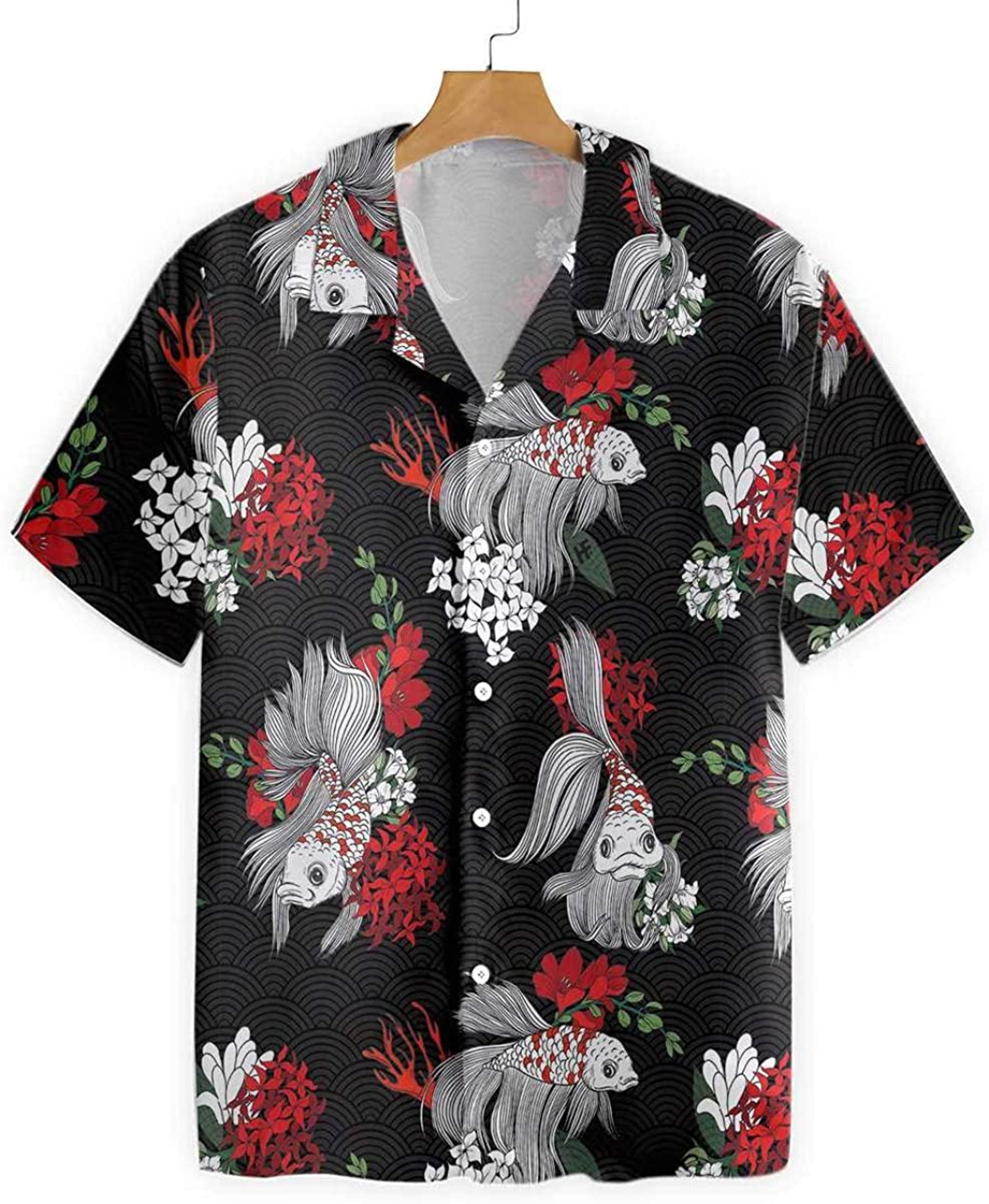 Koi Fish And Flowers Hawaiian Shirt