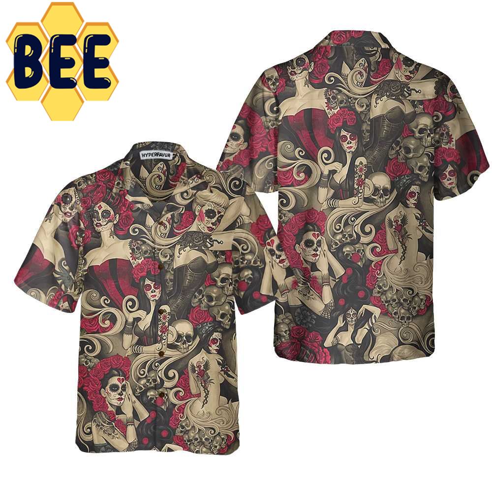 Las Elegantes Day Of The Dead Hawaiian Shirt