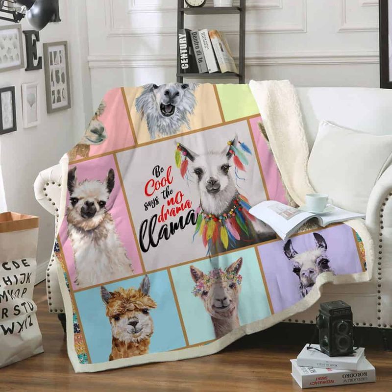 Llama Be Cool Says The No Drama Llama Premium Comfy Sofa Throw Blanket