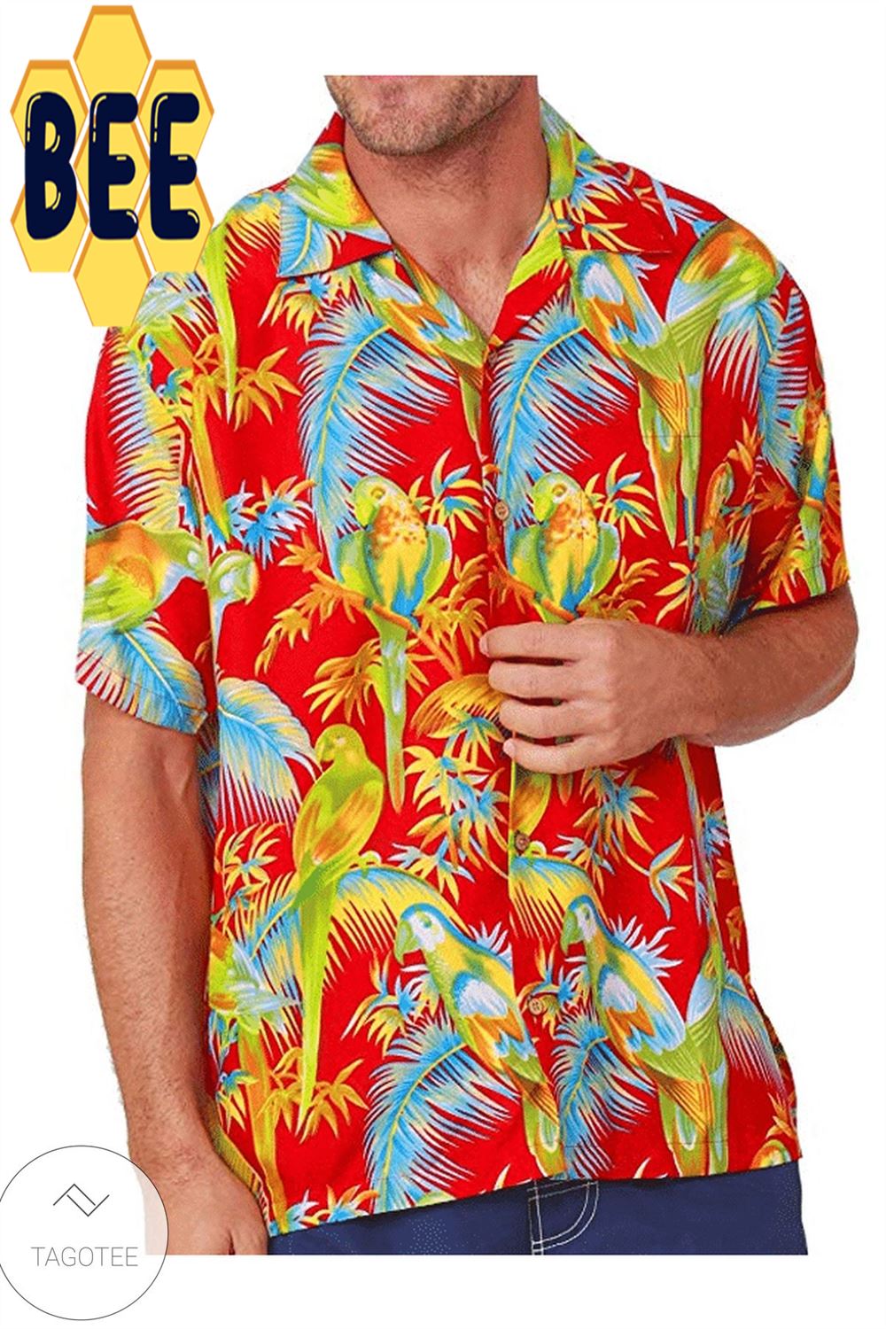 Men’S Parrot Red Hawaiian Shirt