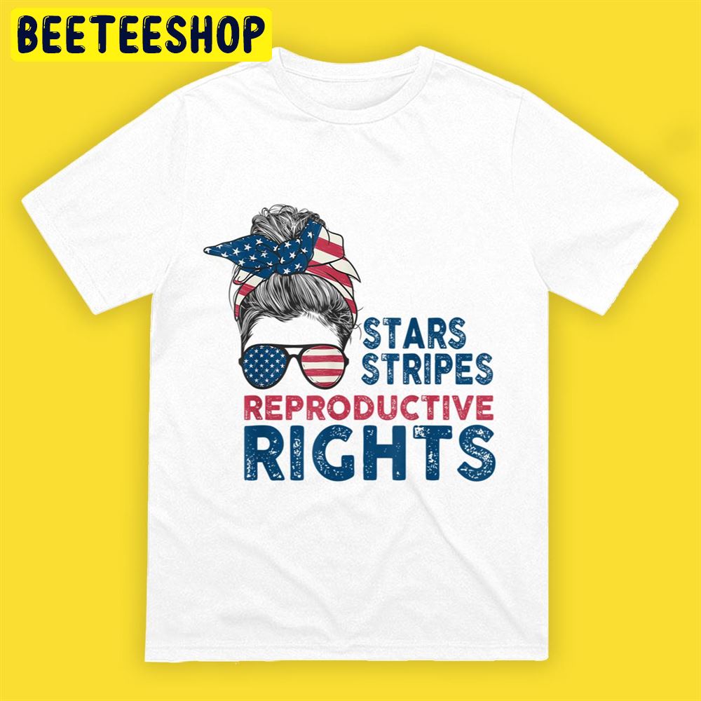 Messy Bun American Flag Stars Stripes Reproductive Rights Unisex T-Shirt