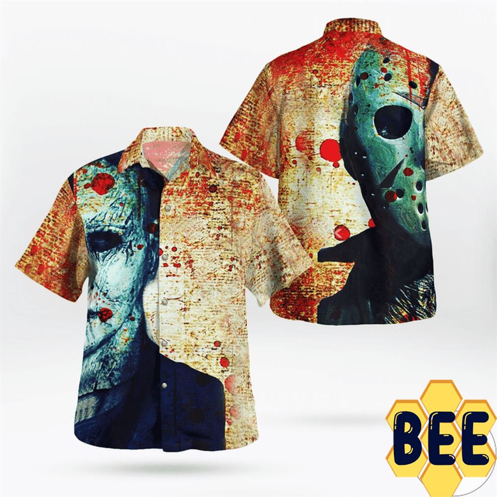 Michael Myers vs Jason Voorhees Face Halloween Hawaiian Shirt