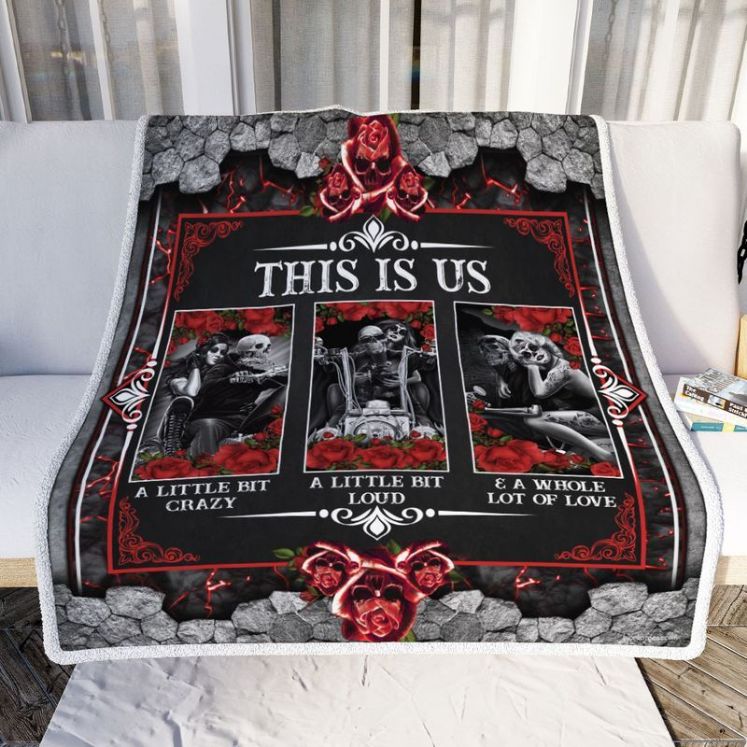 Motorcycle Skull Couple This Is Us Premium Comfy Sofa Throw Blanket