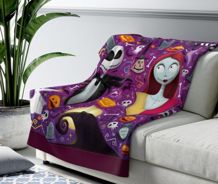 Nightmare Before Christmas Halloween Best Seller Fleece Blanket Throw Blanket Gift