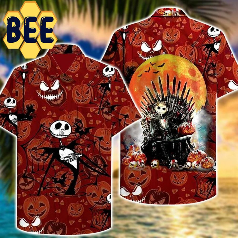 On The Throne Jack Skellington Halloween Hawaiian Shirt