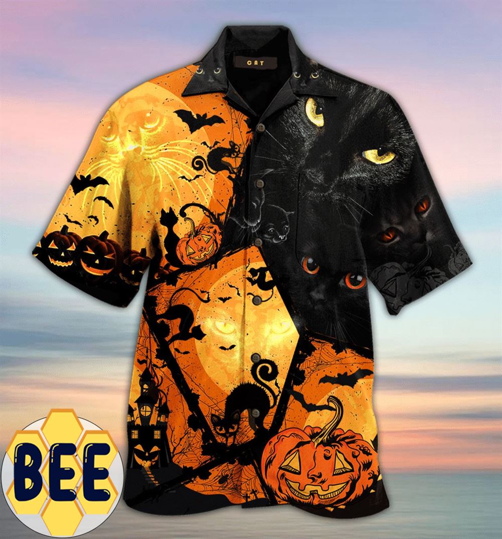 Order Black Cat Halloween Hawaiian Shirt