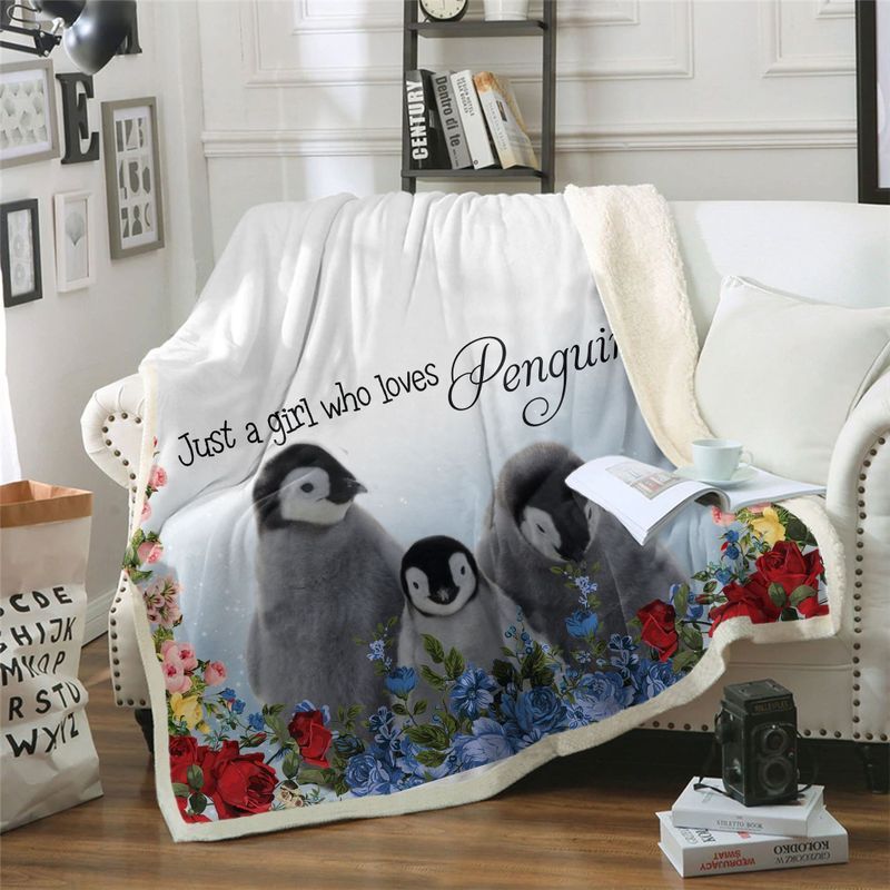 Penguin Just A Girl Who Love Penguin Premium Comfy Sofa Throw Blanket