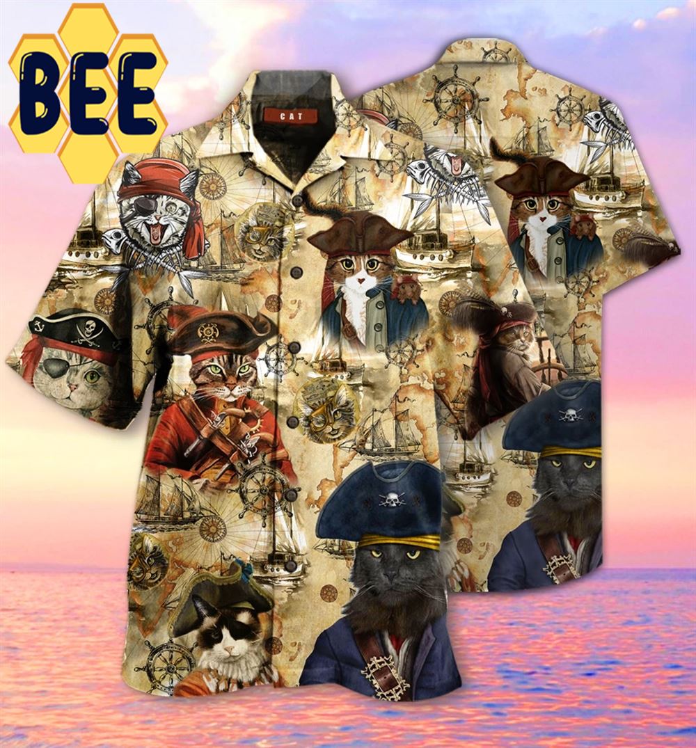 pirate cat hawaiian shirt