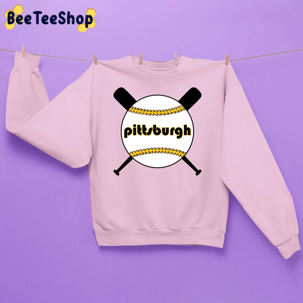 Pittsburgh Retro Throwback Baseball With Crossed Bats Unisex Sweatshirt