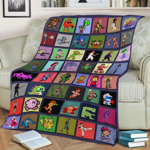 Pixel Heroes Navy Fleece Blanket Throw Blanket Gift