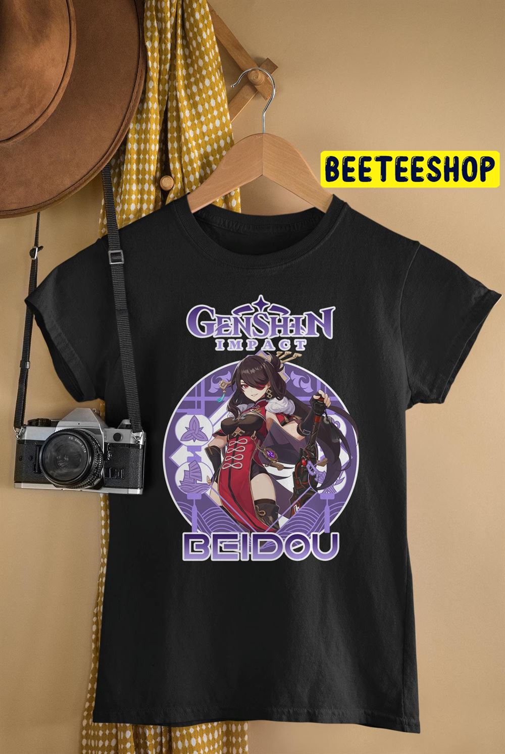 Purple Art Beidou Genshin Impact Game Unisex T-Shirt