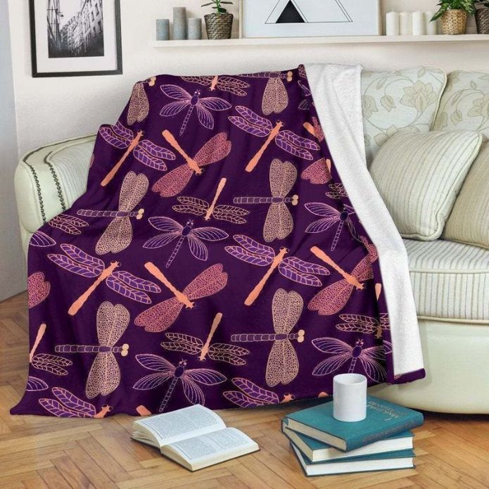 Purple Dragonfly 1 Premium Comfy Sofa Throw Blanket