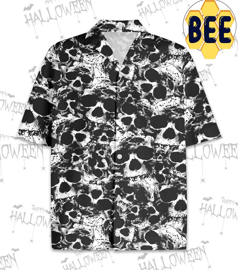 Retro Black Scary Skull Halloween Hawaiian Shirts