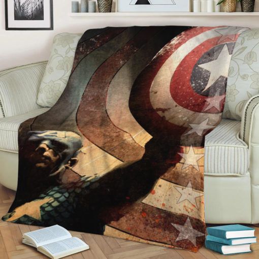 Retro Captain America Fleece Blanket Throw Blanket Gift