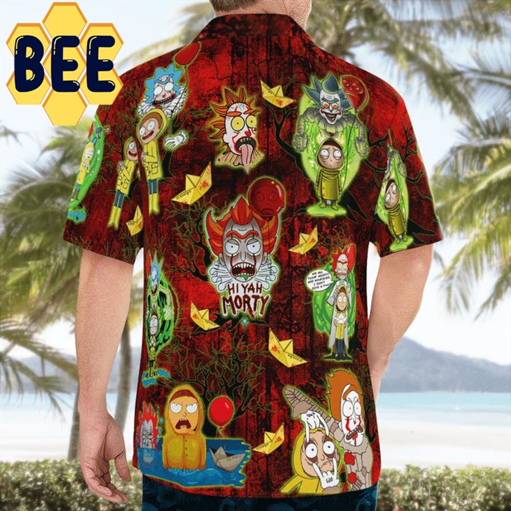 Rick And Morty IT Pennywise Movie Halloween Hawaiian Shirt - Beeteeshop