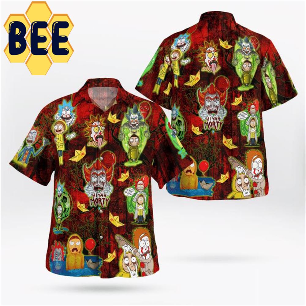 Rick And Morty IT Pennywise Movie Halloween Hawaiian Shirt