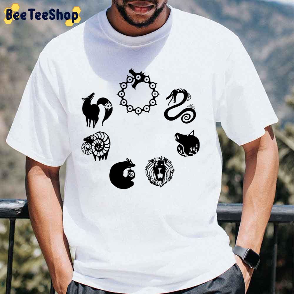 Seven Sins Symbols White Unisex T-Shirt