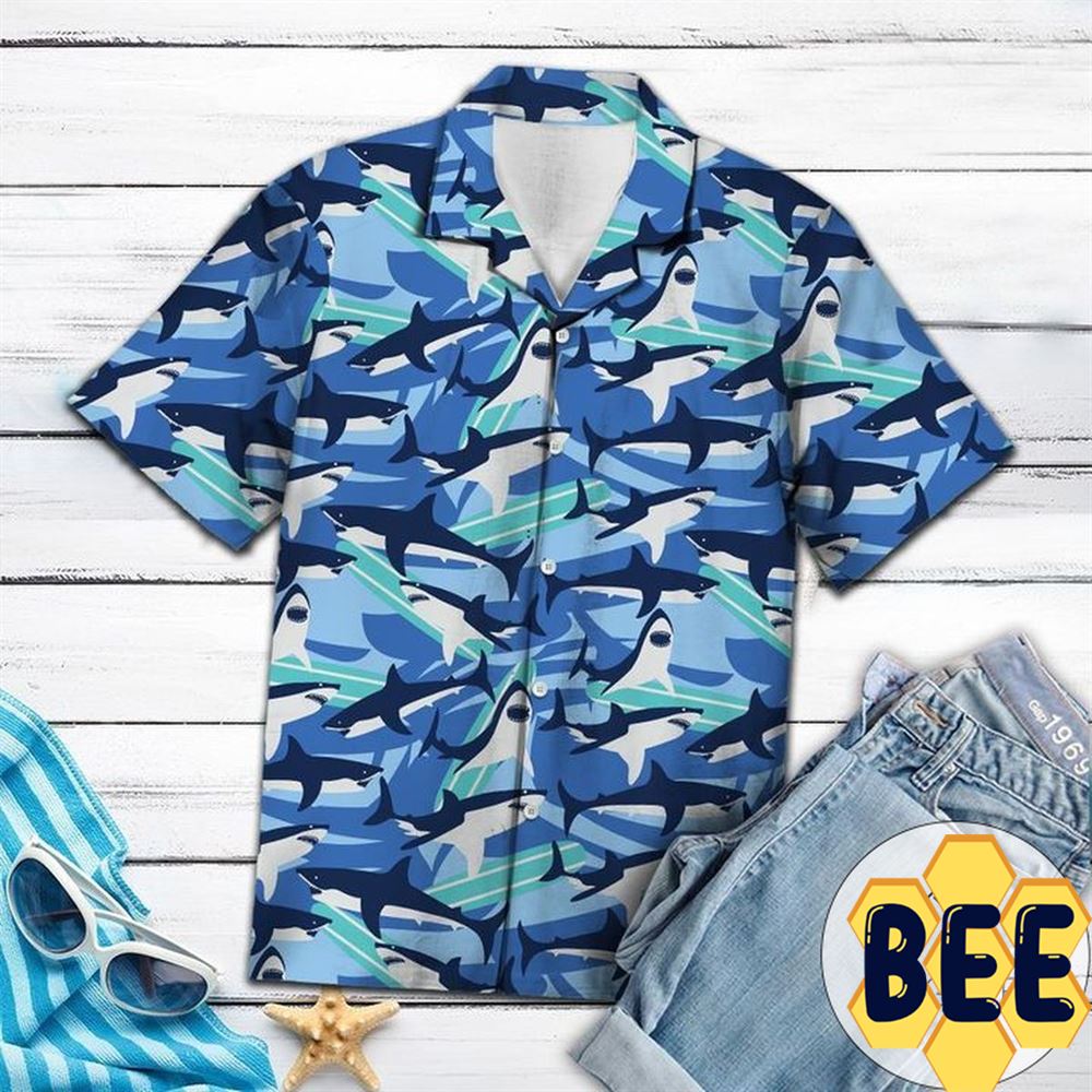 Shark Blue Ocean Hawaiian Shirt