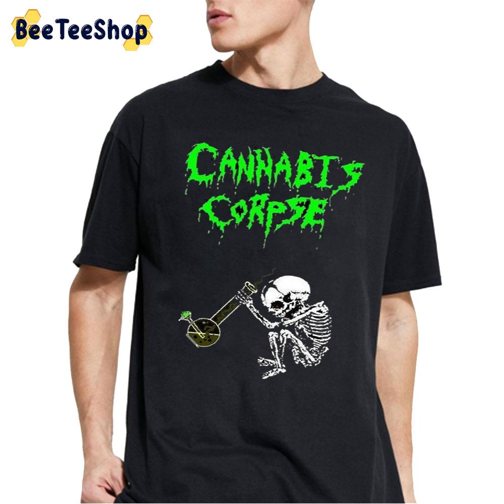 Skeleton Smoking Weed Cannibal Corpse Band Unisex T-Shirt