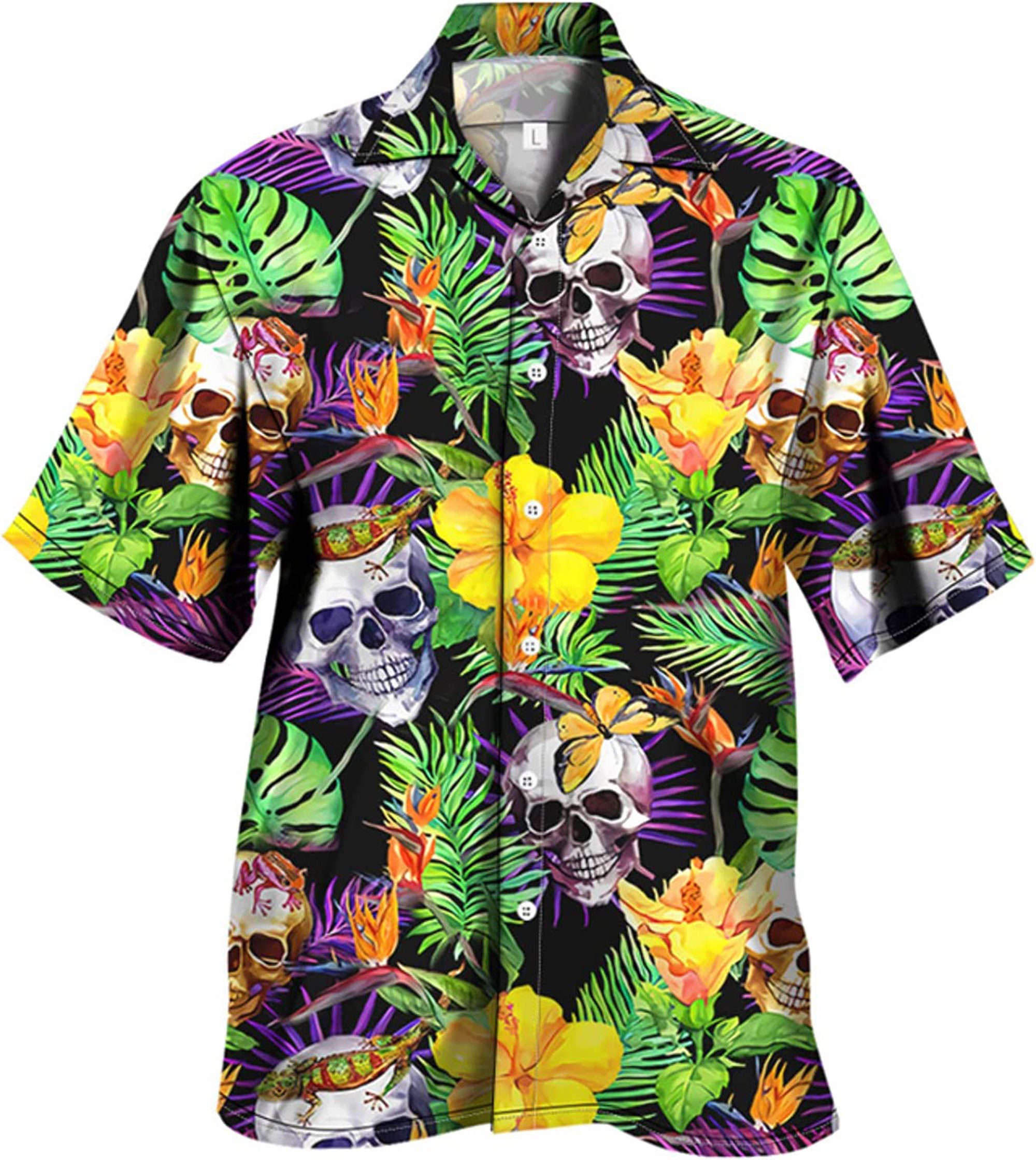 Skull And Flower Hawaiian Shirt - Beeteeshop