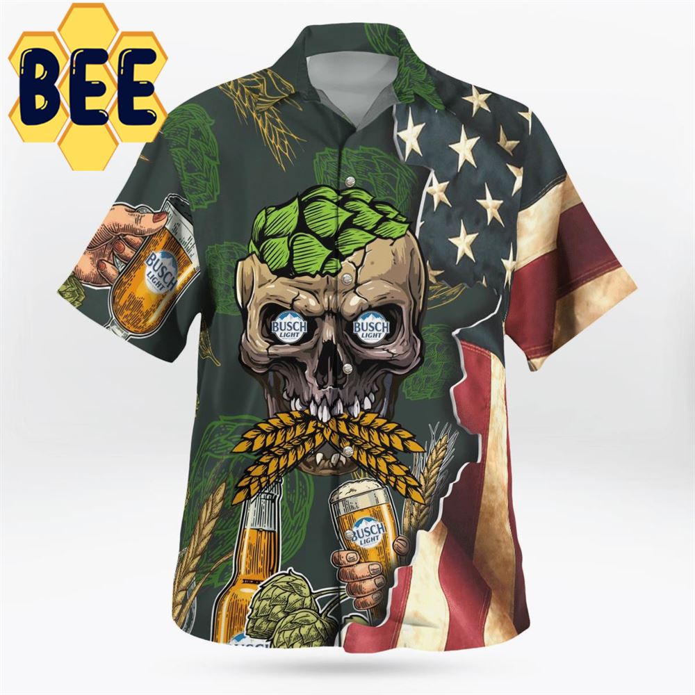 Skull Busch Light Beer Hawaiian Shirt