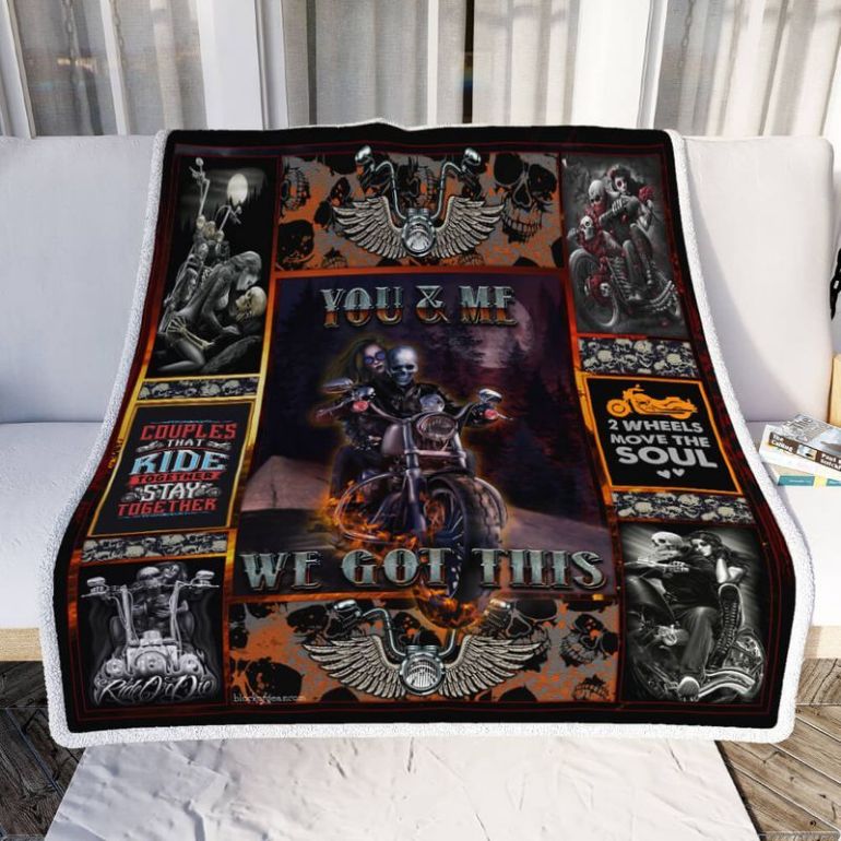 Skull Couple Motorcycle You And Me We Got This Premium Comfy Sofa Throw Blanket