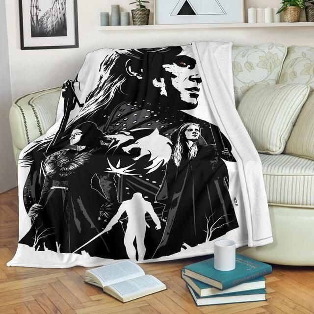 The Witcher Art Black And White Fleece Blanket Throw Blanket Gift