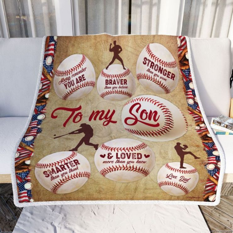 To My Son You Are Braver Stronger Smarter And Loved More Than You Know Love Dad Premium Comfy Sofa Throw Blanket