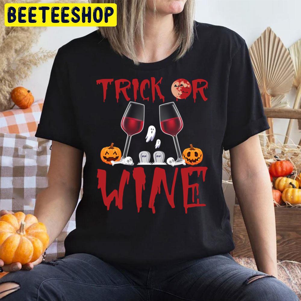 Trick Or Wine Ghost Halloween Unisex T-Shirt