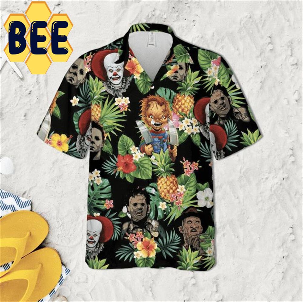 Tropical Killer Characters Halloween Hawaiian Shirt