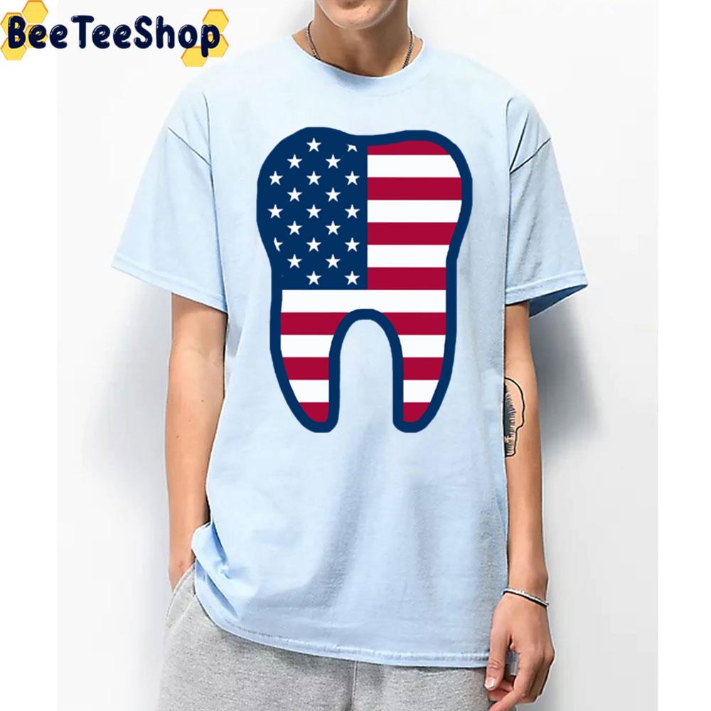 Usa American Flag Tooth Unisex T-Shirt