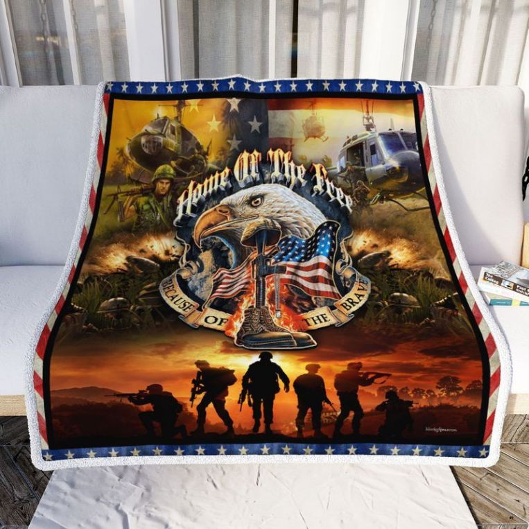 Veteran Day Eagle American Flag Home Of The Free Because Of The Brave Premium Comfy Sofa Throw Blanket