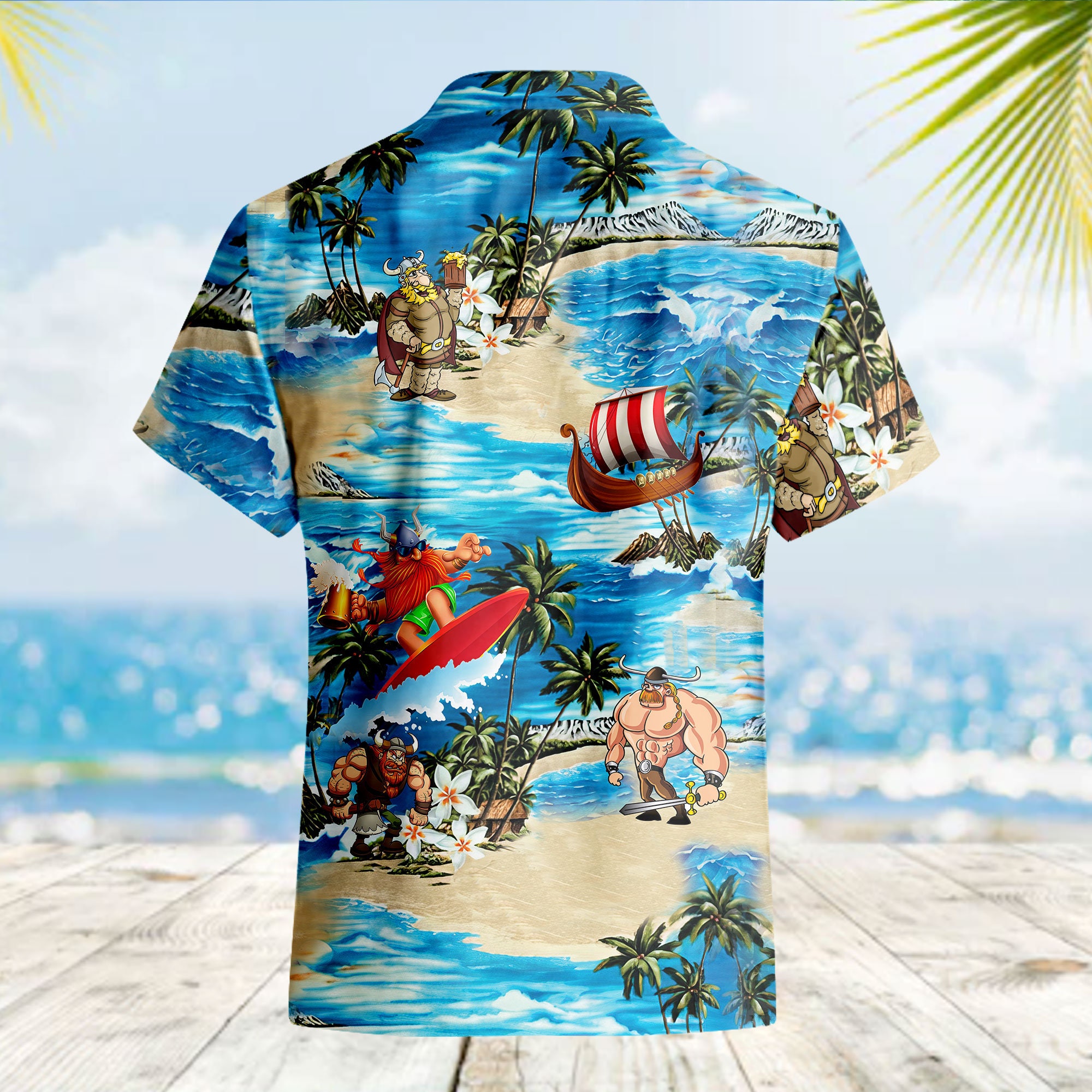 Viking Surfing Hawaiian Shirt