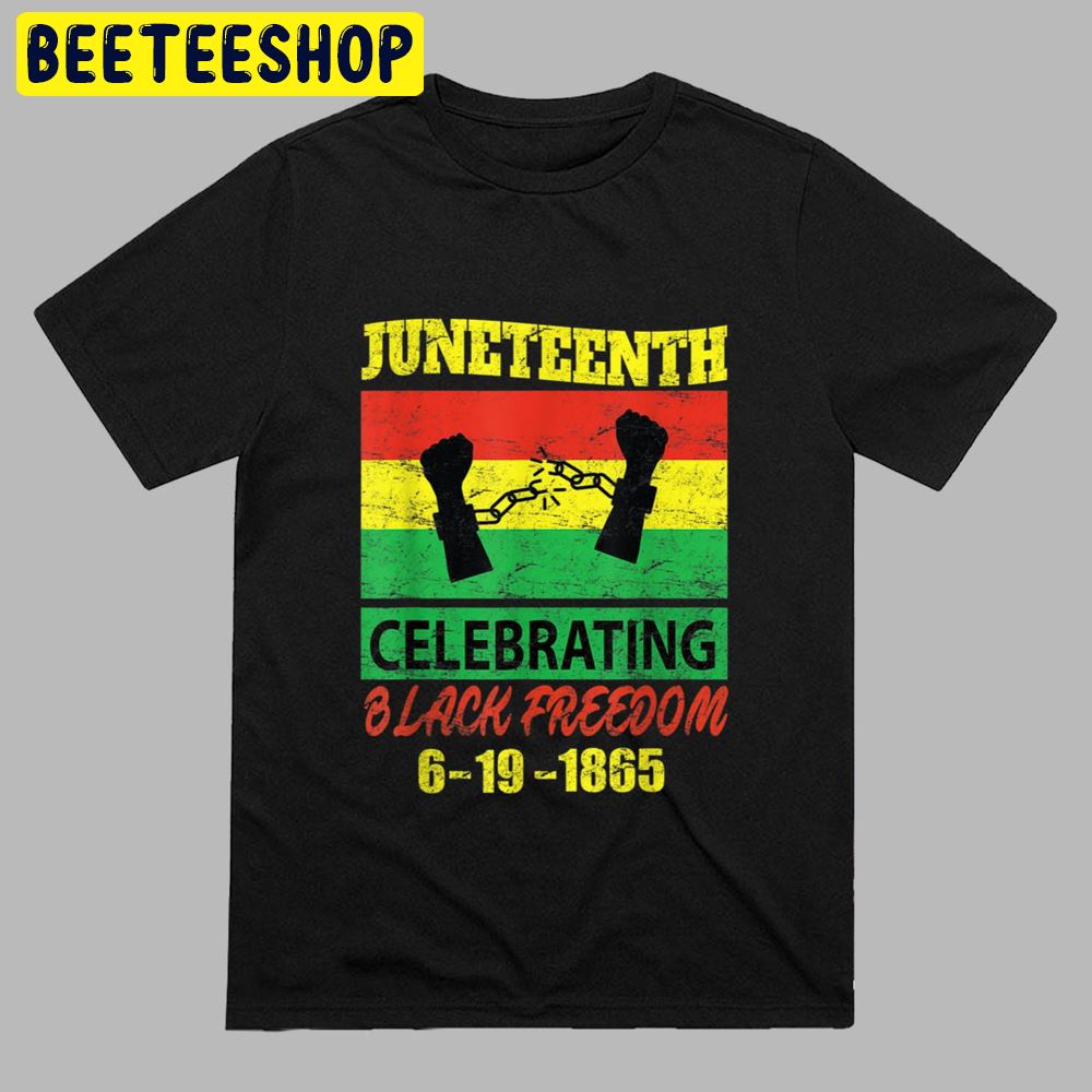 Vintage Art Juneteenth Celebrating Black Freedom 1865 Flag Unisex T-Shirt